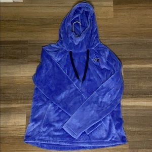 blue north face sweatshirt